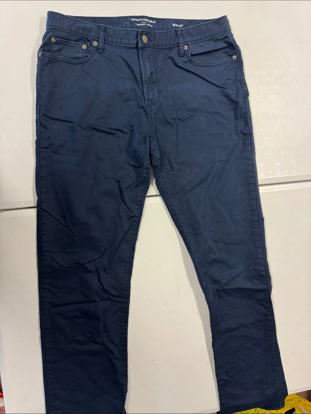 Banana Republic Men's Dark Navy Slim Travel Jeans 35x34